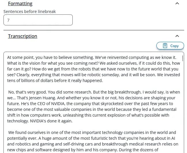Transcribe podcasts and interviews